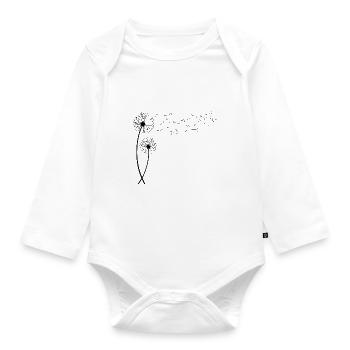 Pusteblume mit fliegenden Samen. Geschenk - Baby Bio-Langarm-Body - Weiß - Vorne