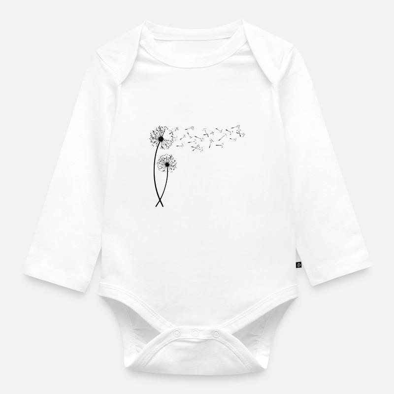 Pusteblume mit fliegenden Samen. Geschenk - Baby Bio-Langarm-Body - Weiß