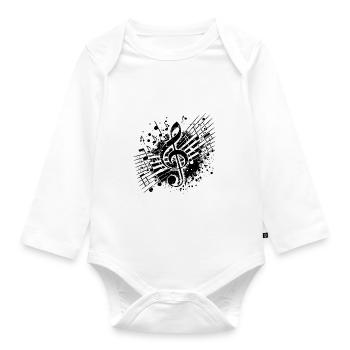 Music that is bursting at the seams in motion - Organic Longsleeve Baby Bodysuit - white - Front
