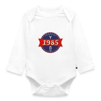 1985 geboren - Generation Y - Baby Bio-Langarm-Body - Weiß - Vorne