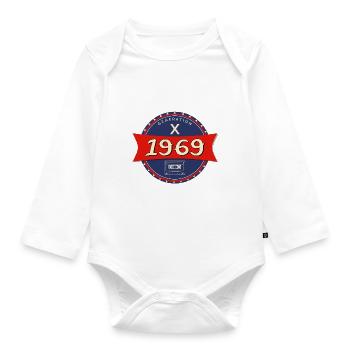 1969 geboren - Generation X - Baby Bio-Langarm-Body - Weiß - Vorne