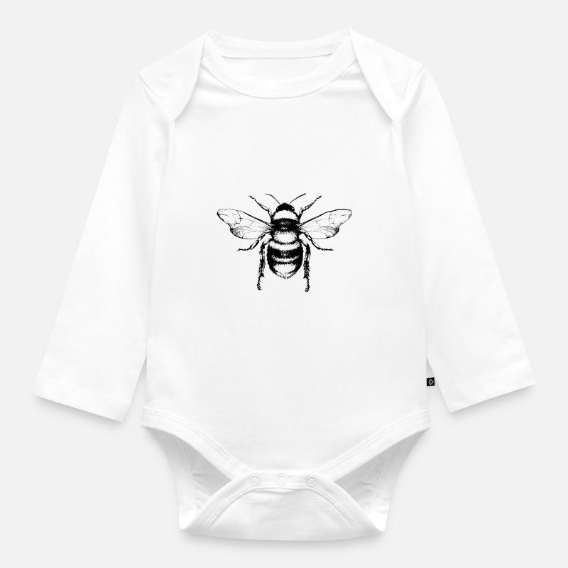 Abeille - Body Bébé bio manches longues - blanc