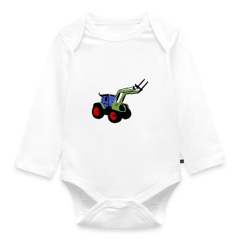 tracteur, bouledogue, chargeur frontal, agriculteur - Body Bébé bio manches longues - blanc - Devant