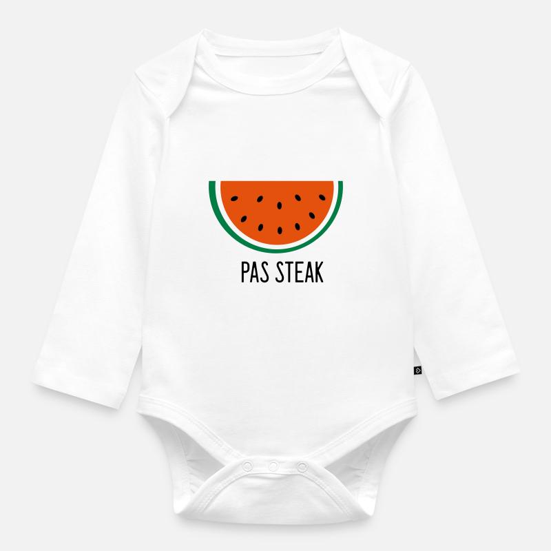 Pas steak - Body Bébé bio manches longues - blanc