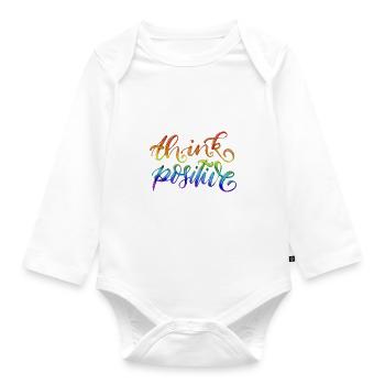 Think positive, think positively - Organic Longsleeve Baby Bodysuit - white - Front