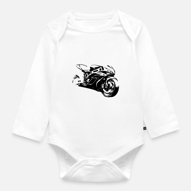 Motorcycle racing - Organic Longsleeve Baby Bodysuit - white
