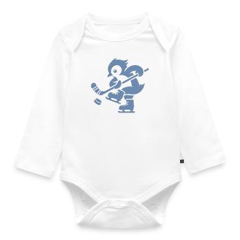 Pinguin Eishockey Minimalistische Spieler - Baby Bio-Langarm-Body - Weiß - Vorne