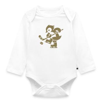 Pinguin Eishockey Minimalistische Spieler - Baby Bio-Langarm-Body - Weiß - Vorne