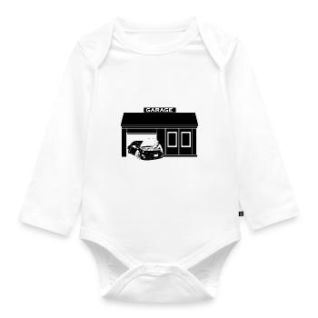 Car garage - Organic Longsleeve Baby Bodysuit - white - Front