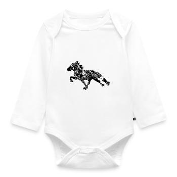 Isländische Blume - Islandpferd - Tölt - Baby Bio-Langarm-Body - Weiß - Vorne