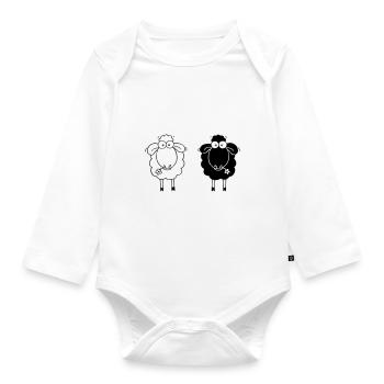 Mouton noir et blanc - Body Bébé bio manches longues - blanc - Devant