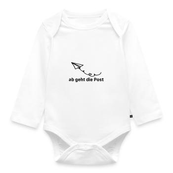 Papierflieger schwarz - Baby Bio-Langarm-Body - Weiß - Vorne