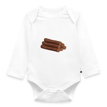 Stack of logs dark brown - Organic Longsleeve Baby Bodysuit - white - Front