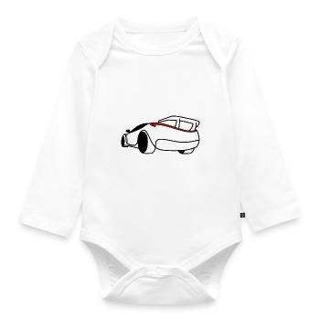 Sports car / car rear / car - Organic Longsleeve Baby Bodysuit - white - Front