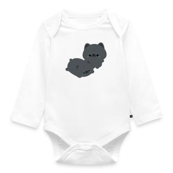 Couple de bouledogues français - Body Bébé bio manches longues - blanc - Devant