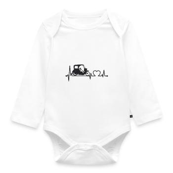 Simson Duo heartbeat noir - Body Bébé bio manches longues - blanc - Devant