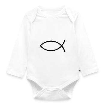 Jésus poisson noir Ichthys poisson poisson poisson - Body Bébé bio manches longues - blanc - Devant