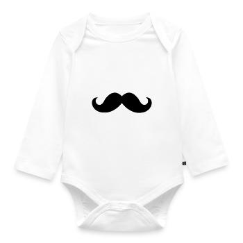 Schnurrbart - Baby Bio-Langarm-Body - Weiß - Vorne