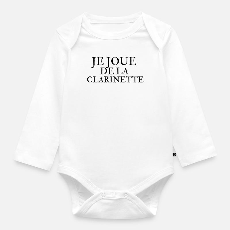 Je joue de la clarinette - Body Bébé bio manches longues - blanc