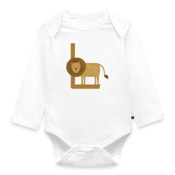L - LEO - ABC, Alphabet, Lettre, Animal, Nom - Body Bébé bio manches longues - blanc - Devant