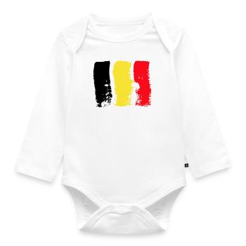 Belgium Flag Vintage Belgian Flag Used Look - Organic Longsleeve Baby Bodysuit - white - Front