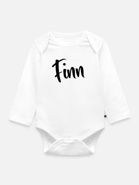 Name - Finn - Baby Bio-Langarm-Body - Weiß