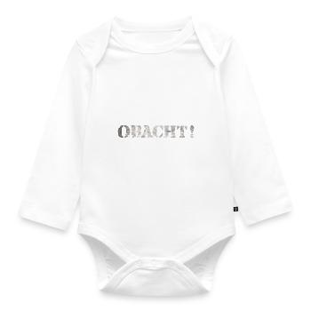 obacht - achtung vorsicht - Baby Bio-Langarm-Body - Weiß - Vorne