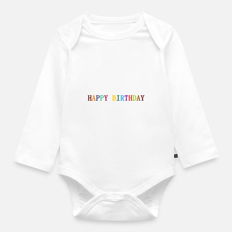 joyeux anniversaire - Body Bébé bio manches longues - blanc