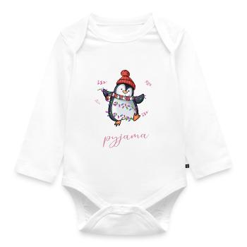 Pinguin Pyjama Weihnachten Schlafen - Baby Bio-Langarm-Body - Weiß - Vorne