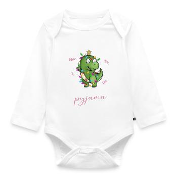 Dinosaurier Trex Pyjama Weihnachten Schlafen - Baby Bio-Langarm-Body - Weiß - Vorne
