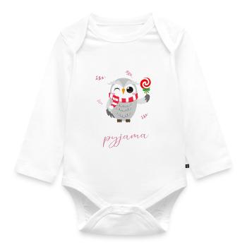 Eule Pyjama Weihnachten Schlafen - Baby Bio-Langarm-Body - Weiß - Vorne