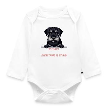 Ohne Schnauzer ist alles doof - Baby Bio-Langarm-Body - Weiß - Vorne