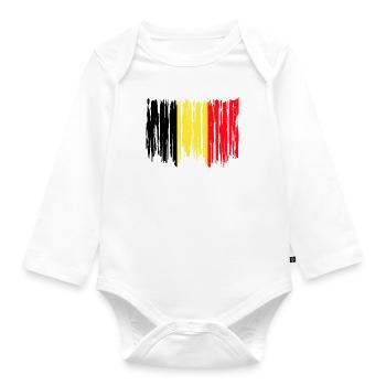 Belgium Flag Vintage Belgian Flag Distressed Look - Organic Longsleeve Baby Bodysuit - white - Front
