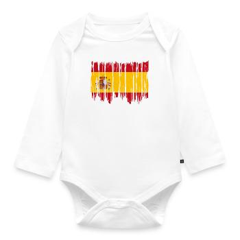 Spain Flag Vintage Spanish Flag Distressed Look - Organic Longsleeve Baby Bodysuit - white - Front