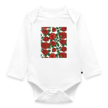 Rosen Muster - Baby Bio-Langarm-Body - Weiß - Vorne