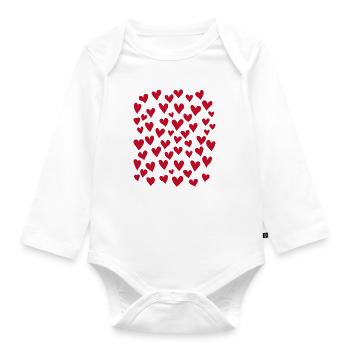 Herzen Muster - Baby Bio-Langarm-Body - Weiß - Vorne