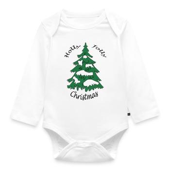 Holly Jolly Christmas - Organic Longsleeve Baby Bodysuit - white - Front