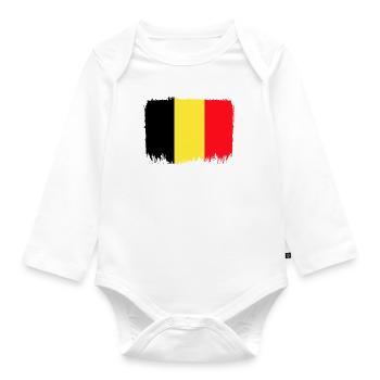 Belgium Flag Vintage Belgian Flag Distressed Look - Organic Longsleeve Baby Bodysuit - white - Front
