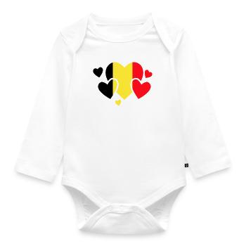 Belgien Flagge Vintage Belgische Fahne Used Look - Baby Bio-Langarm-Body - Weiß - Vorne