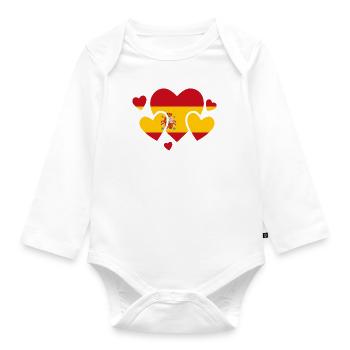Spain Flag Vintage Spanish Flag Distressed Look - Organic Longsleeve Baby Bodysuit - white - Front