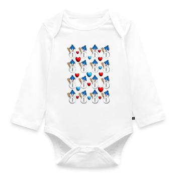 Schneemänner im Winter mit Herzen. - Baby Bio-Langarm-Body - Weiß - Vorne