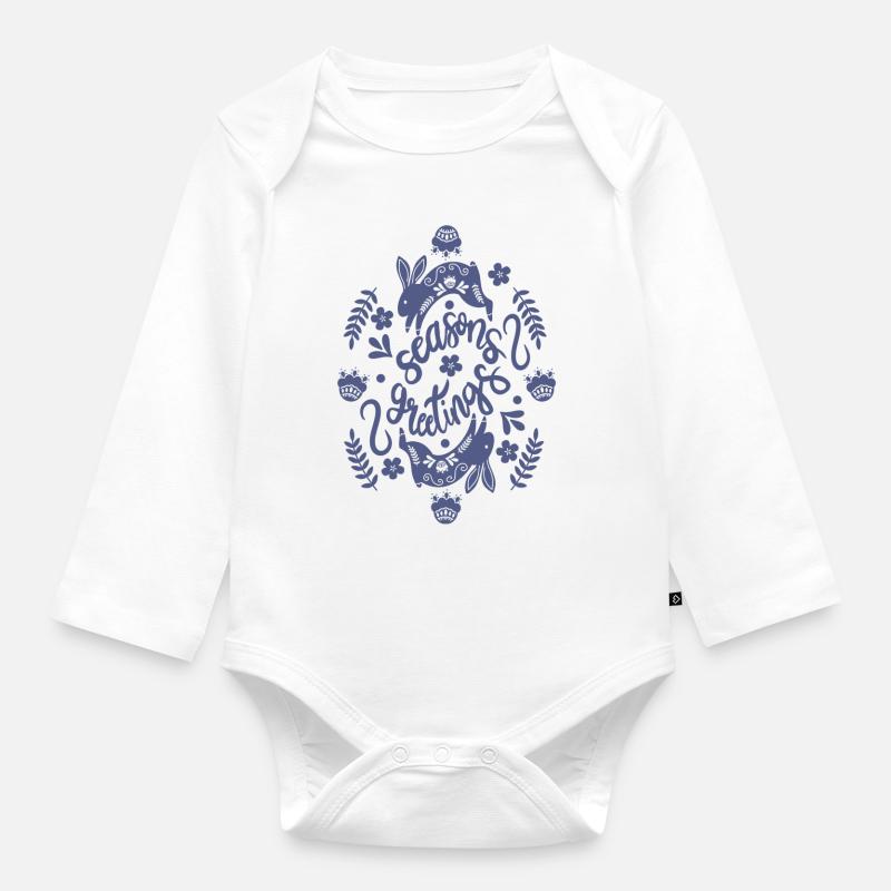 Joyeuses fêtes de fin d’année - Body Bébé bio manches longues - blanc