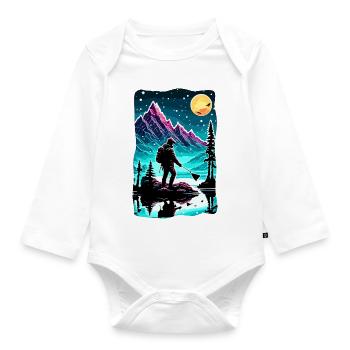 Angler Siluette / Fishing / Fish / Lake / Sport - Organic Longsleeve Baby Bodysuit - white - Front