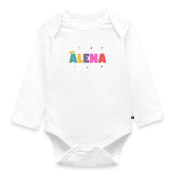 Alena! Personalisierbar - Baby Bio-Langarm-Body - Weiß - Vorne