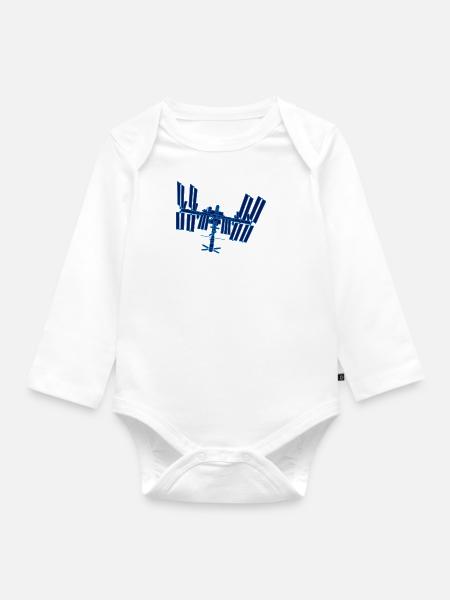 Raumstation ISS 2 - Baby Bio-Langarm-Body - Weiß