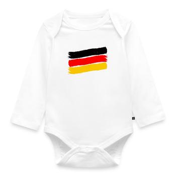 Allemagne Drapeau allemand Drapeau allemand Utilisé Regarder à la maison - Body Bébé bio manches longues - blanc - Devant