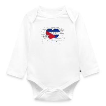 Drapeau de Cuba Caraïbes Vacances Cuba Voyage La Havane - Body Bébé bio manches longues - blanc - Devant