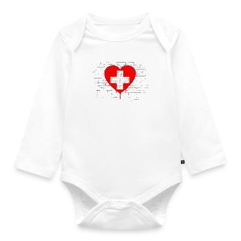 Suisse Flag Croix Vintage Occasion Look Suisse - Body Bébé bio manches longues - blanc - Devant