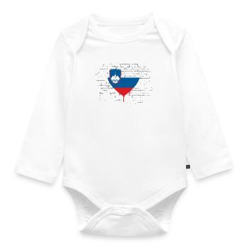 Slovenia Flag Balkans Slovenian Flag Vintage - Organic Longsleeve Baby Bodysuit - white - Front