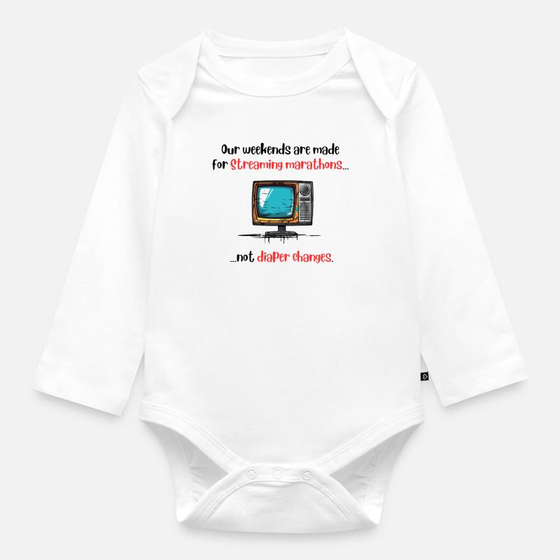 Our weekends are made for Streaming marathons - Baby Bio-Langarm-Body - Weiß